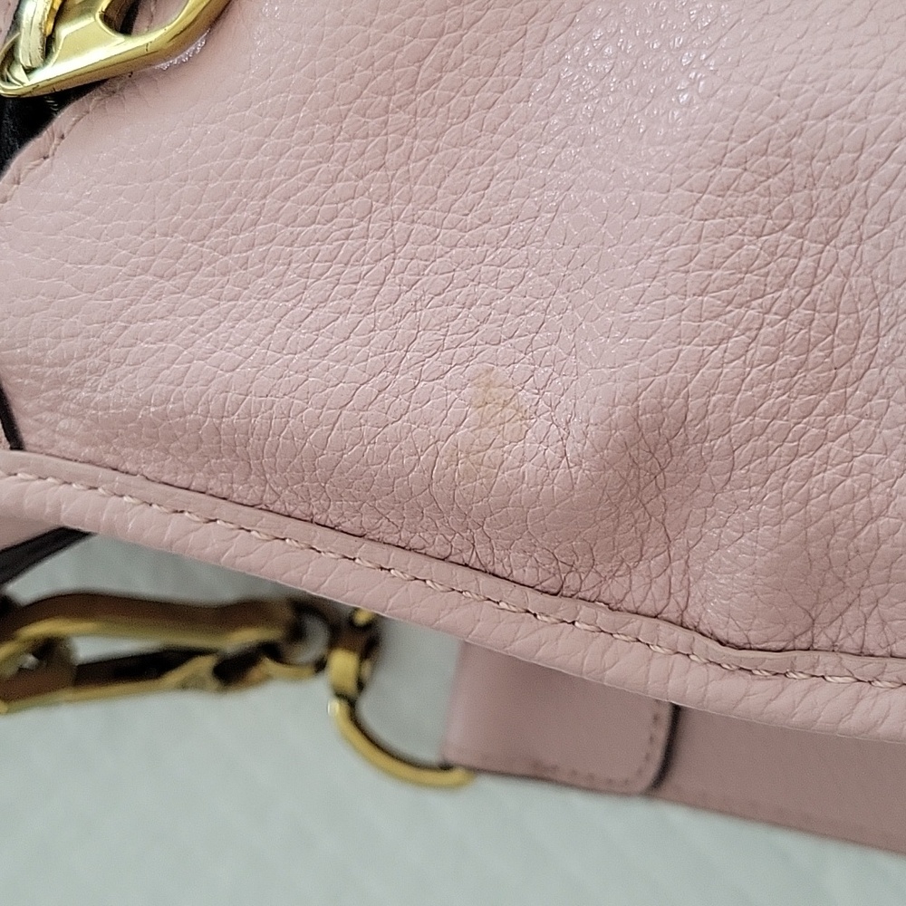 OrYANY Sarah Soft Pink Pebbled Leather Satchel Braided Detail-Brass Hardware EUC - Picture 5 of 7